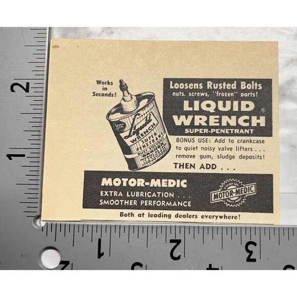 Liquid Wrench Print Ad Vintage 1963 Motor-Medic Auto Repair Lubricants - Picture 2 of 6